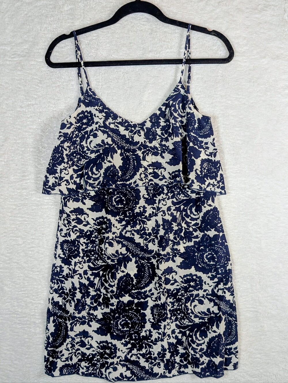 INTERMIX 💯 Silk Navy and White Floral Mini Dress